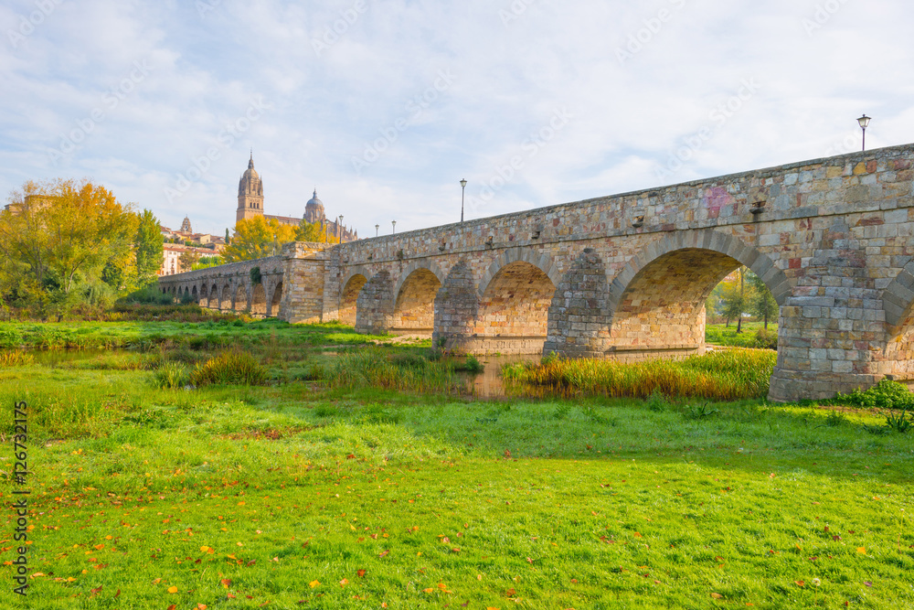Roman bridge in the city of Salamanca