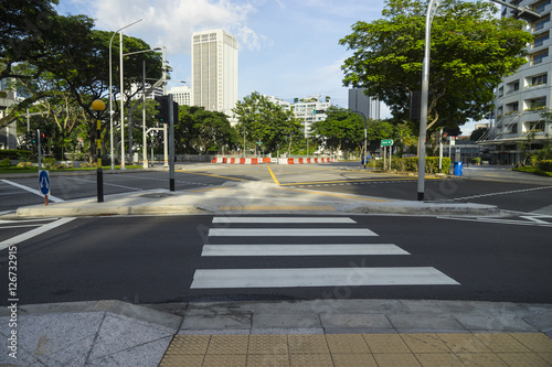 Photography zebra way at junction road in singapore - can use to display or montage on produ