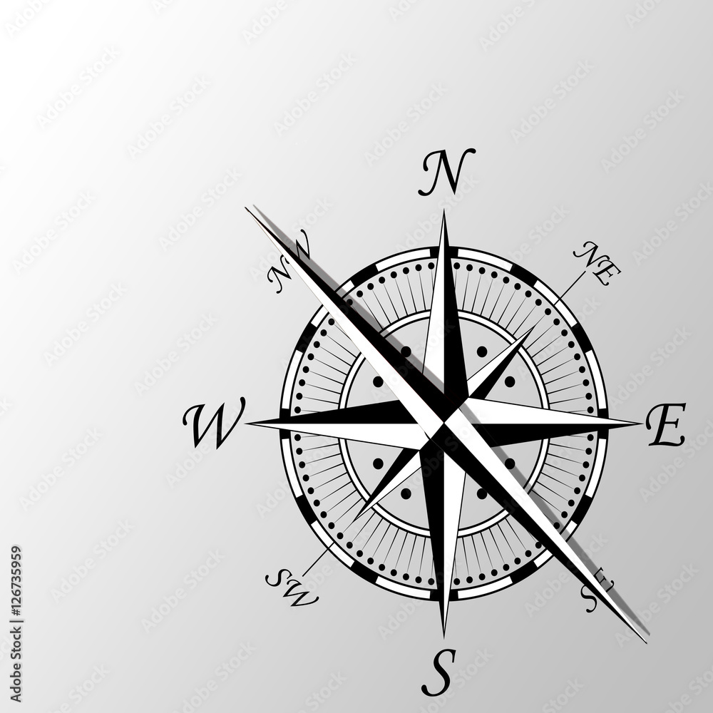 Illustration of compass with copy space Illustration of compass with copy space