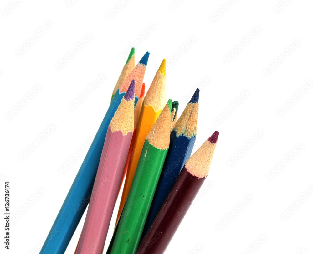 Close up macro shot of color pencil pile pencil nibs Close up macro shot of color pencil pile pencil nibs