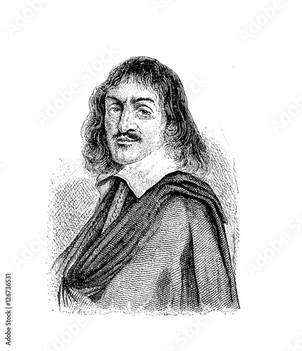René Descartes French philosopher and scientist, vintage engraving portrait
