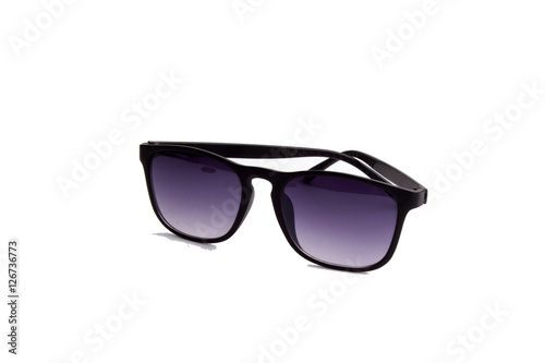 Black sunglasses on a white background.