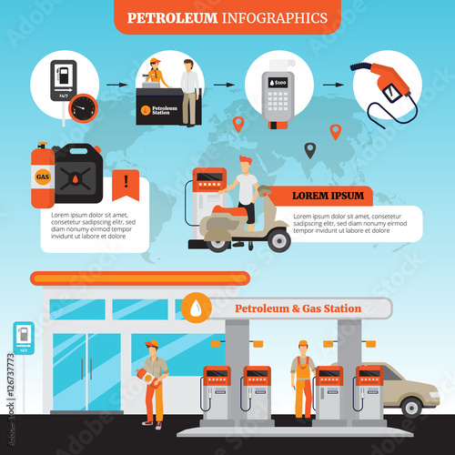 Petrol Station Infographic Set 
