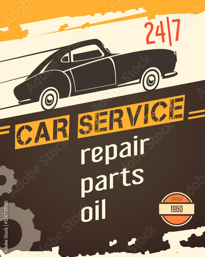 Auto Service Vintage Style Poster 