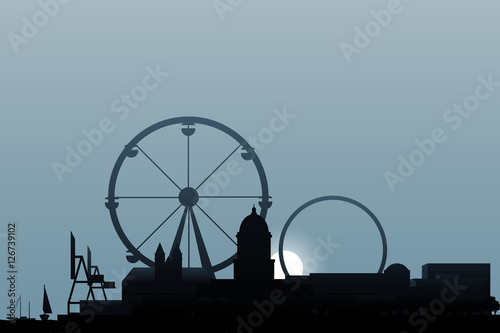 Olympia skyline. The capital of the U.S. state of Washington. City skyline in the morning. Morning haze over the city.