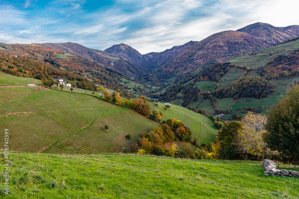 Autumn scenery in the mountains of Asturias