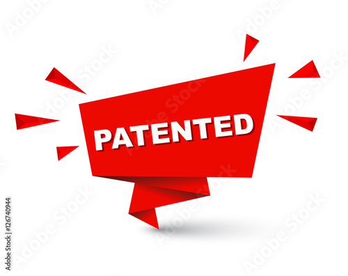 Red easy vector illustration isolated paper bubble banner patented. This element is well adapted for web design.