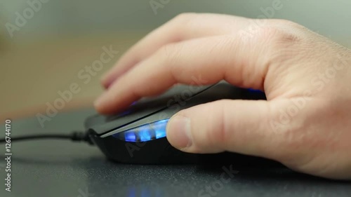 fast clicking on a gaming mouse close up