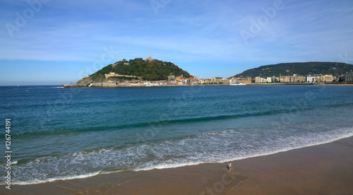 View of La Concha beach in San Sebastian, Spain