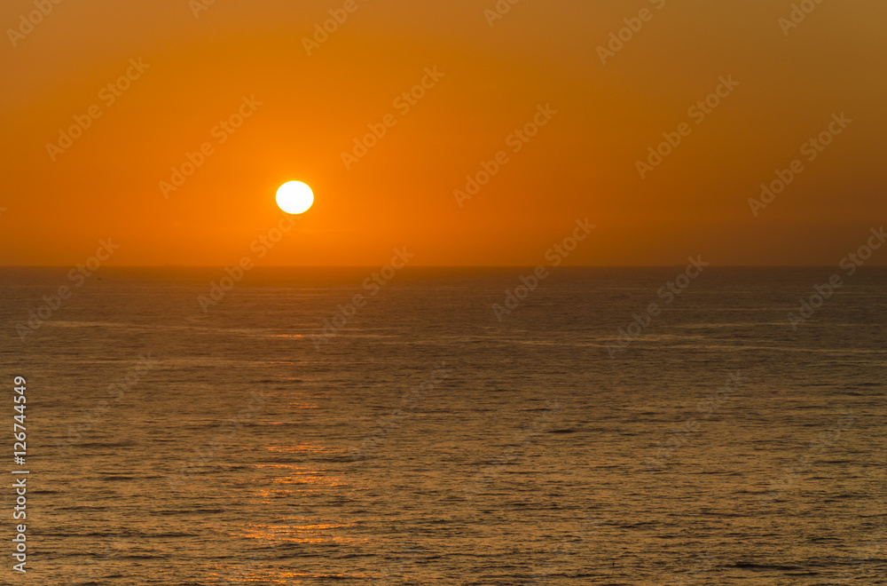   scenic view of the sunset over the horizon sea