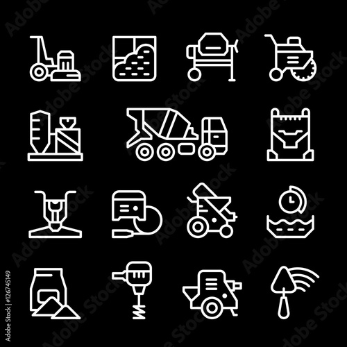 Set line icons of concrete