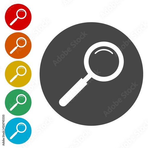 Magnifying glass, Search Icons set 