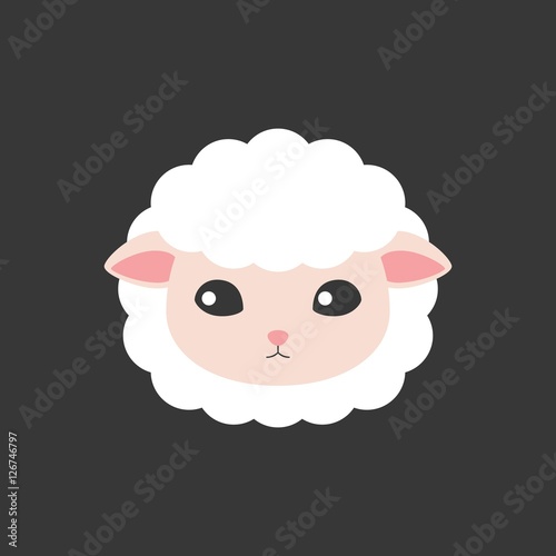 sheep face icon, cartoon character design suitable for children illustrator book and Chinese zodiac, flat design
