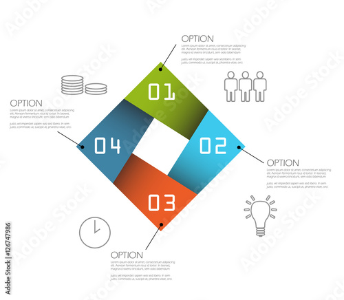 four step square infographic template with icons
