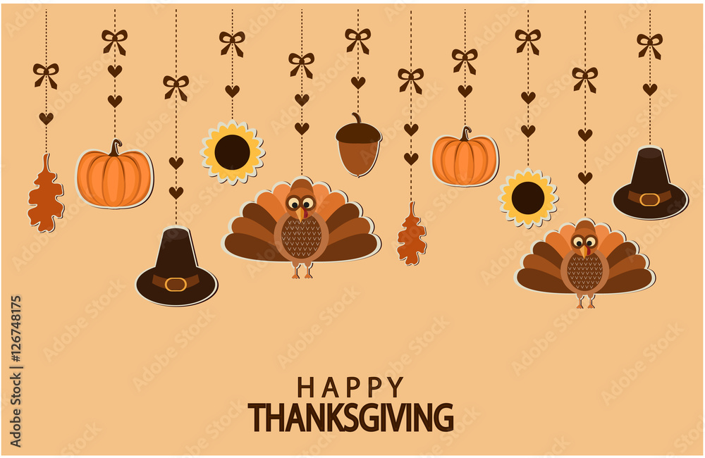 Naklejka premium Happy Thanksgiving greeting card or background. vector illustration.