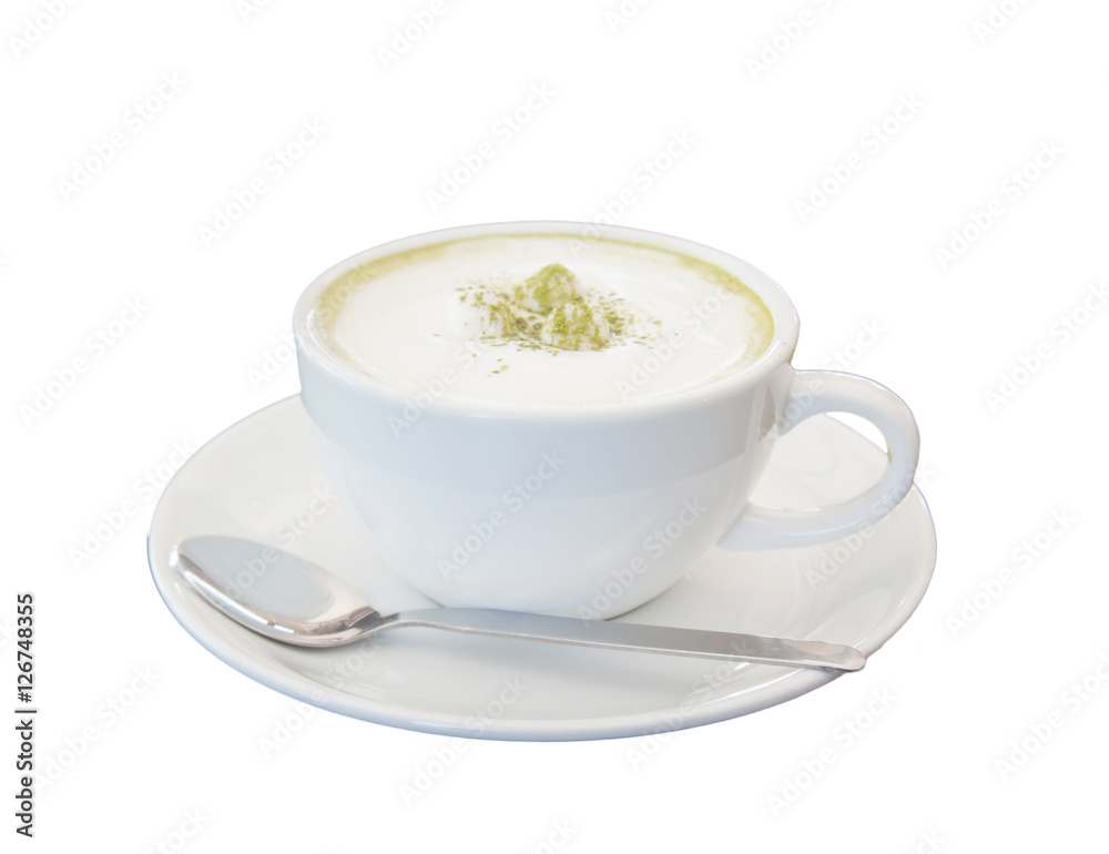 Green tea latte on a white background. Green tea latte on a white background.