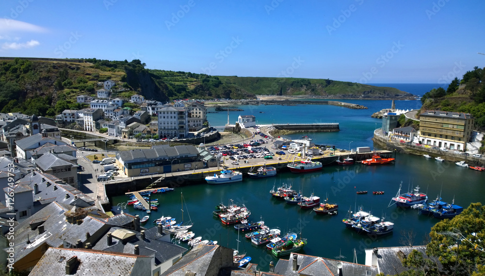 Landscape of the seaport of Luarca in Asturias, Spain Landscape of the seaport of Luarca in Asturias, Spain