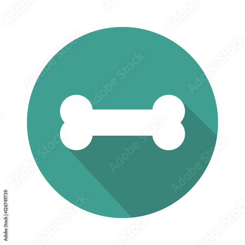 Dog bone icon with long shadow flat design