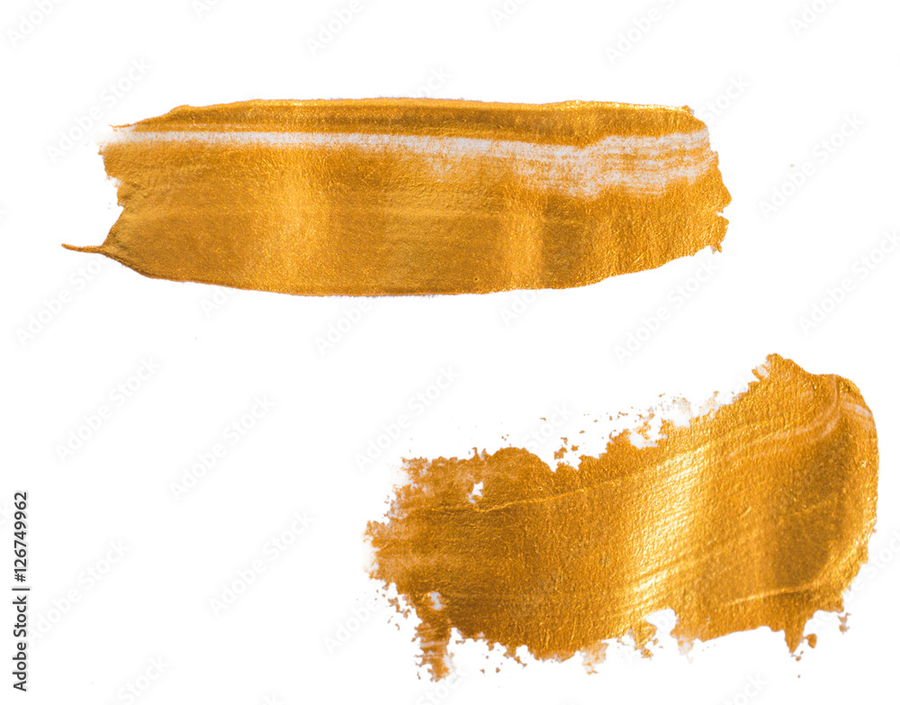Gold paint brush stroke Stock Photo | Adobe Stock