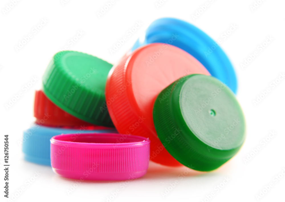 Composition with colorful plastic bottle caps Composition with colorful plastic bottle caps