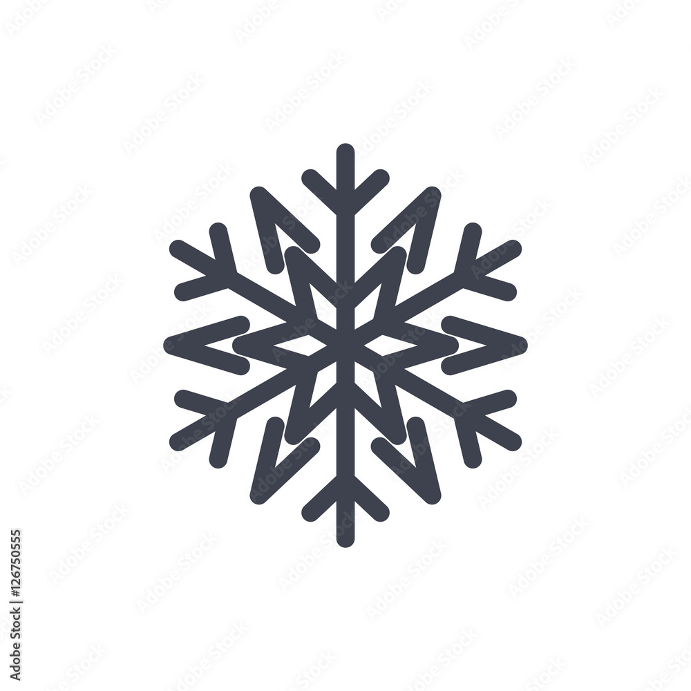 Snowflake icon. Gray silhouette snow flake sign, isolated on white background. Flat design. Symbol of winter, frozen, Christmas, New Year holiday. Graphic element decoration. Vector illustration Snowflake icon. Gray silhouette snow flake sign, isolated on white background. Flat design. Symbol of winter, frozen, Christmas, New Year holiday. Graphic element decoration. Vector illustration