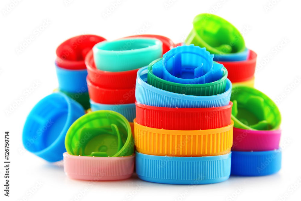Composition with colorful plastic bottle caps Composition with colorful plastic bottle caps