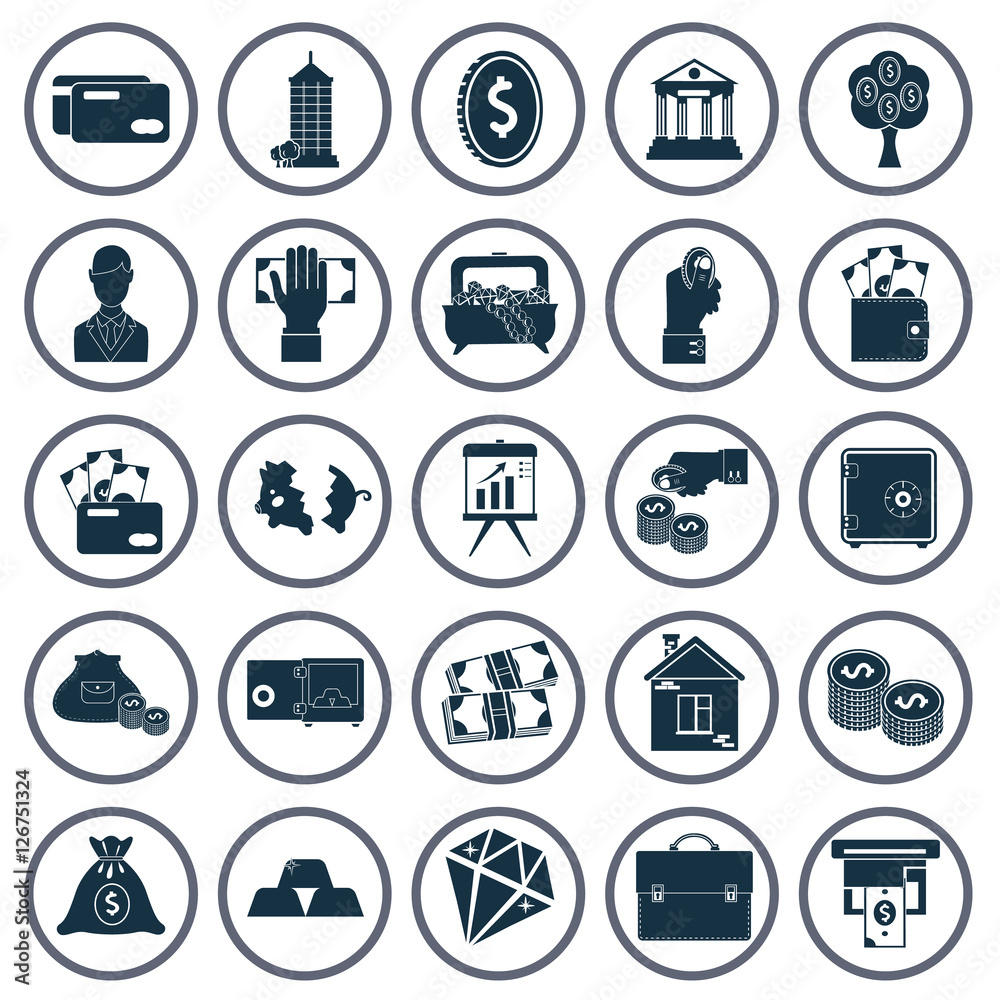 Money simple icons set for web and mobile design