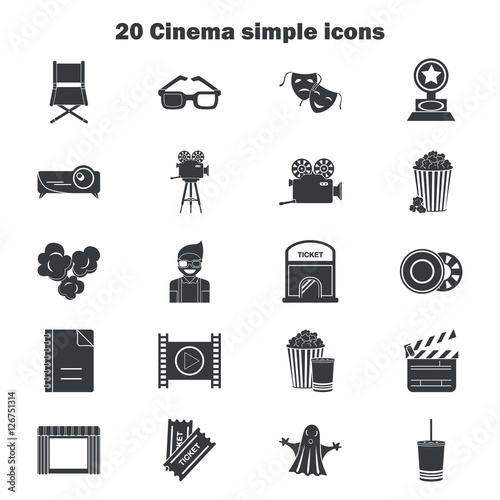 Cinema simple icons set for web and mobile design