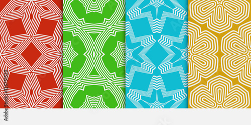 set of color seamless floral geometric patterns. Vector illustration