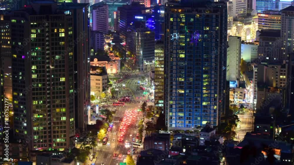 Korea,Time lapse of traffic and architecture in Seoul City. Korea,Time lapse of traffic and architecture in Seoul City.
