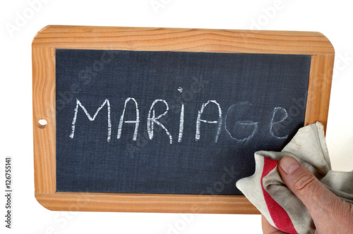 Effacer le mariage sur une ardoise photo