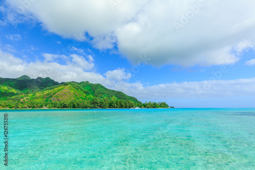 Beautiful sea and Moorae Island at Tahiti , PAPEETE, FRENCH POLY