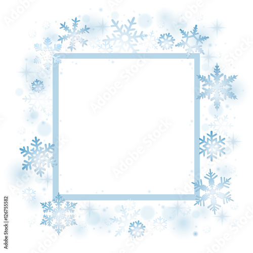 Christmas card with blue snowflakes