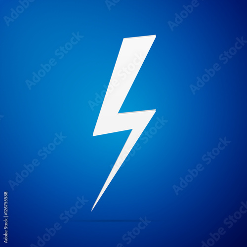 Lightning bolt flat icon on blue background. Vector Illustration