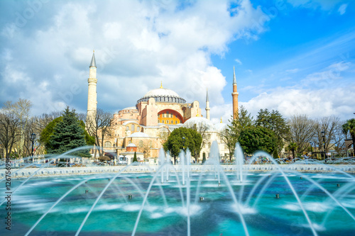 hagia sophia mosque from sultanahmet square, istanbul