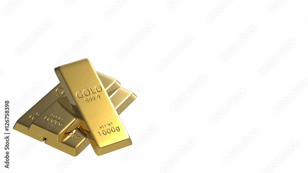 3d rendering set of gold bars isolated on white background 3d rendering set of gold bars isolated on white background
