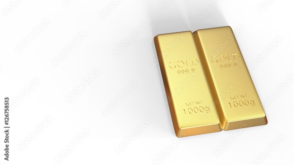 3d rendering set of gold bars isolated on white background 3d rendering set of gold bars isolated on white background
