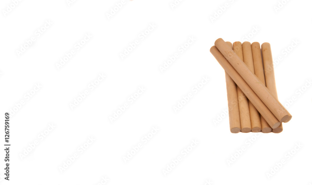 Round wooden blocks on a white background. Round wooden blocks on a white background.