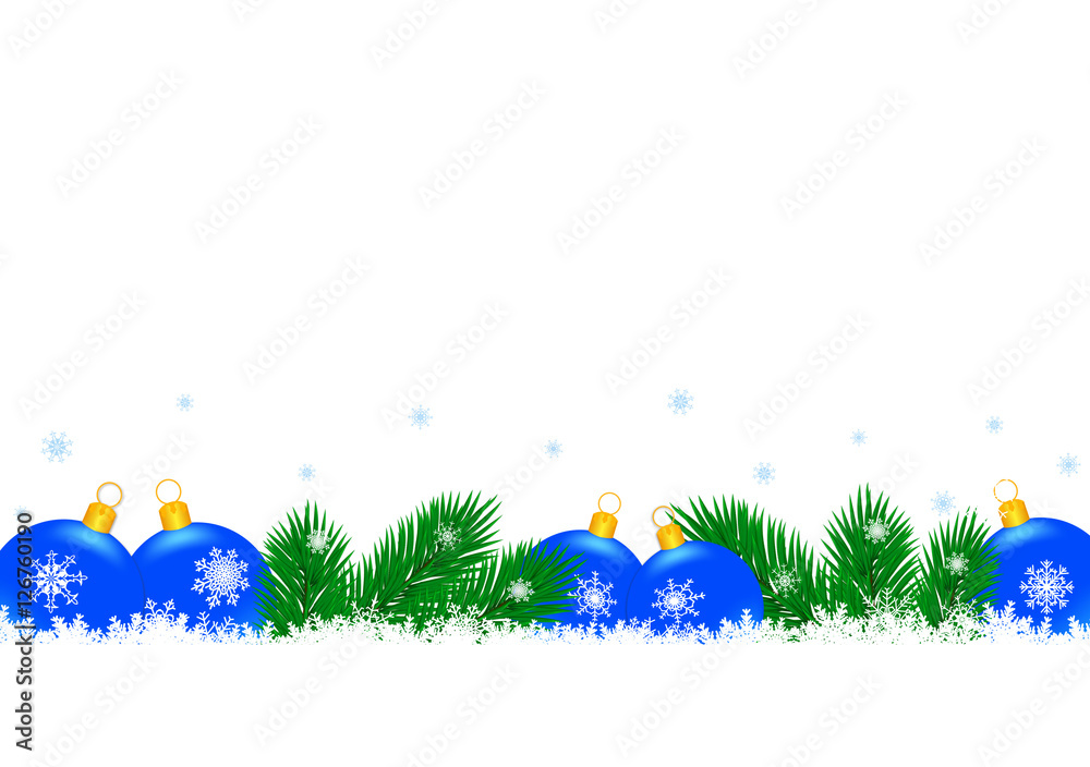 Obraz premium Christmas decorations composition with snowflakes on white background with empty space.