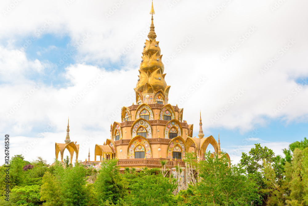 Naklejka premium The pagoda in Wat Phra That Pha Son Kaew Temple at Phetchabun, Thailand.