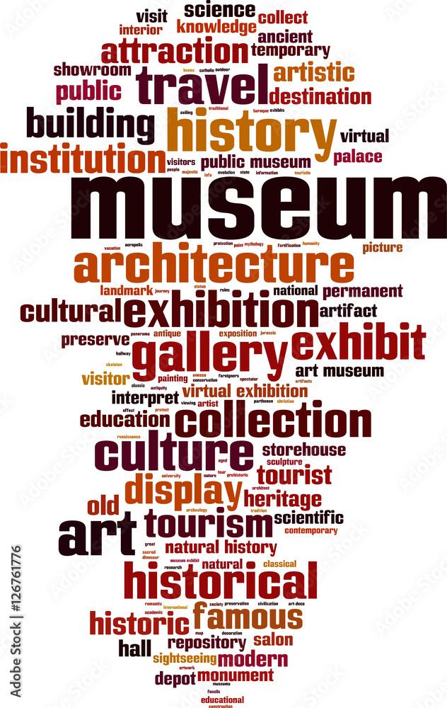 Obraz premium Museum word cloud concept. Vector illustration