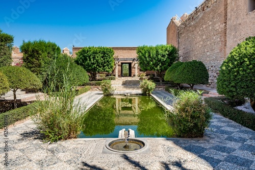 View of the beautiful gardens in the Almeria (Almería) castle (Alcazaba of Almeria), Spain