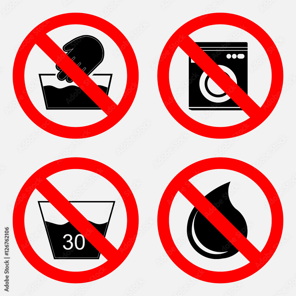 set of signs prohibiting washing, the use water is prohibited set of signs prohibiting washing, the use water is prohibited