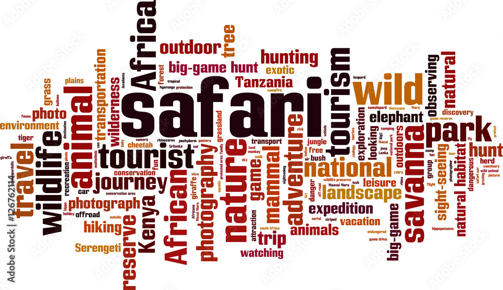Safari word cloud concept. Vector illustration