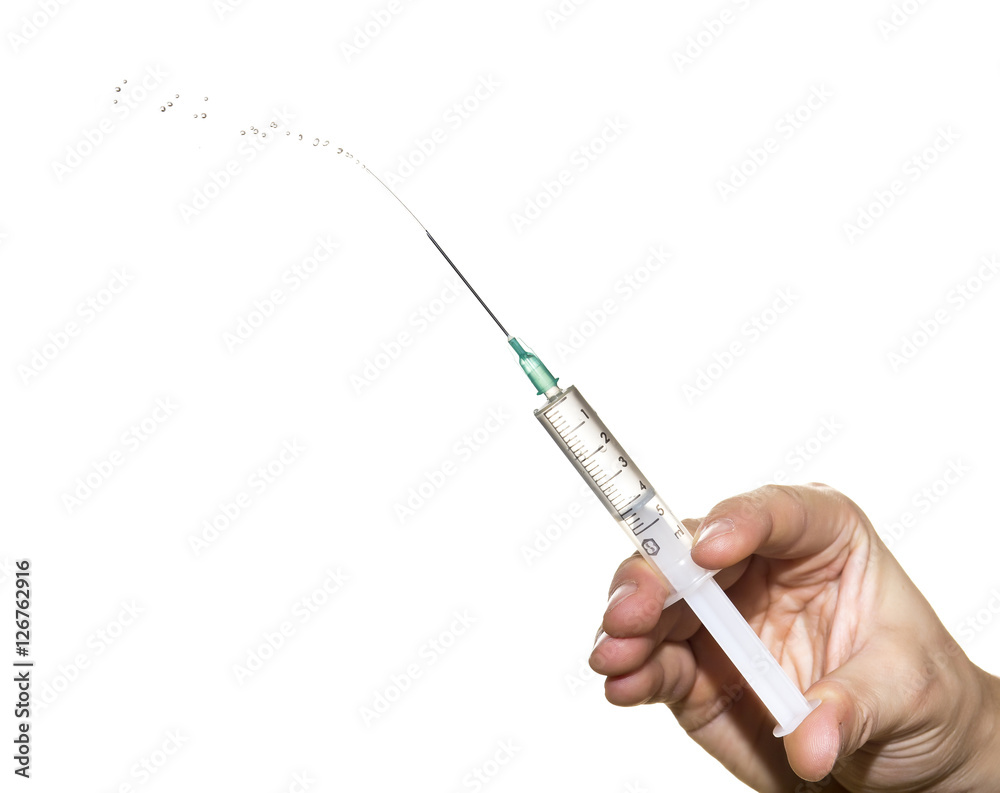 Syringe with drugs on white background Syringe with drugs on white background