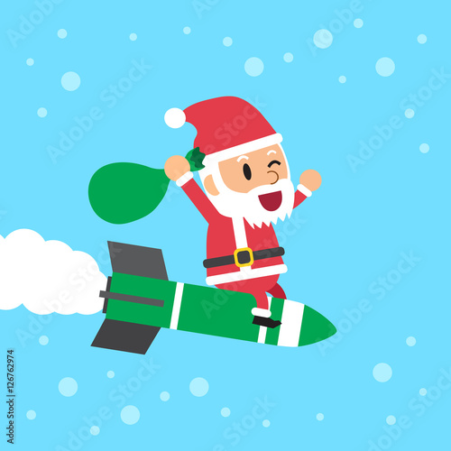 Santa claus riding rocket
