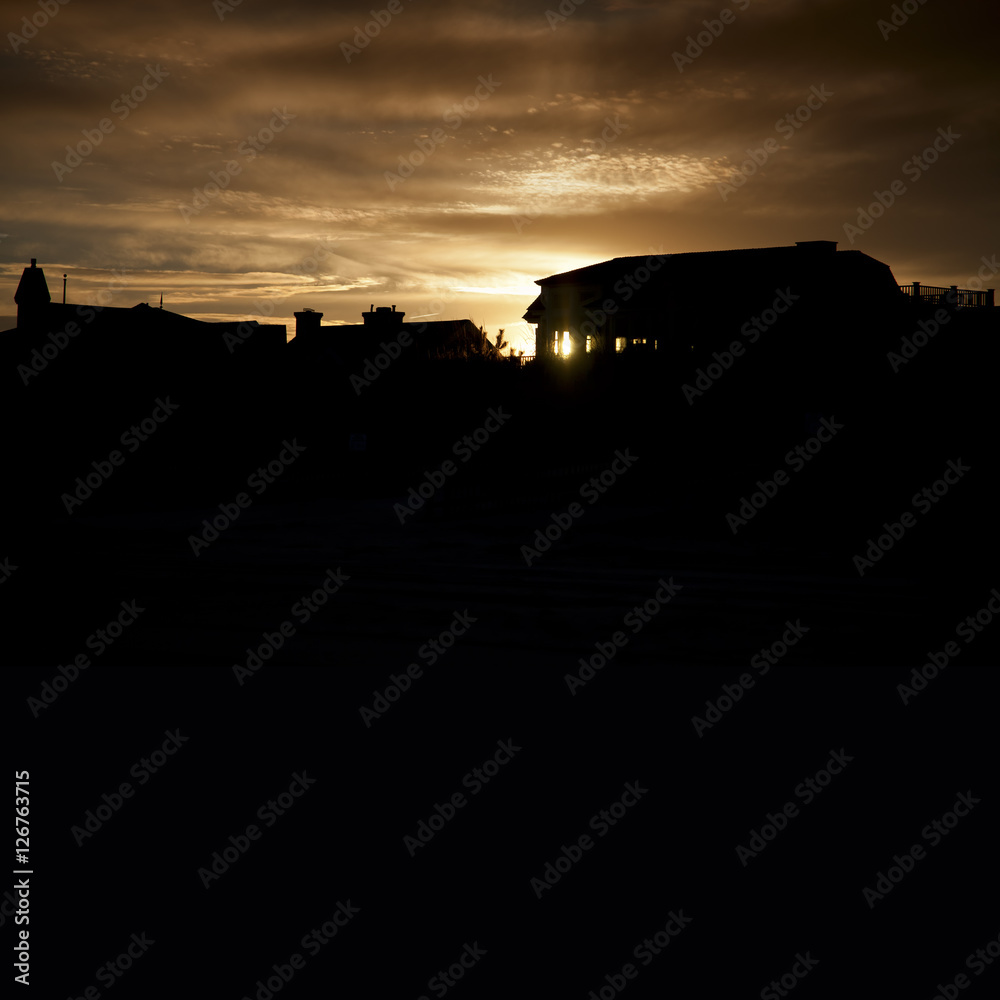 Fototapeta premium Beach Houses at Sunset