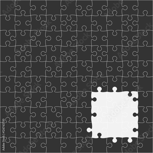 Vector Black Puzzles Pieces Square GigSaw - 100. photo