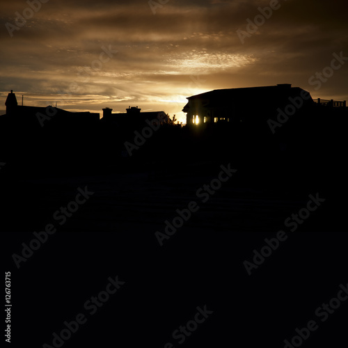 Beach Houses at Sunset