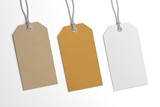 Collection of 3D illustration price label hang tags mockup